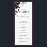 Elegant Plum Purple Mauve Floral Watercolor  Program<br><div class="desc">A formal wedding program features a bouquet of plum purple, lavender and mauve flowers and botanical greenery, and is bordered in plum purple. Personalize your details accented with beautiful modern hand lettered calligraphy. This program was designed for a large wedding, such as a full Catholic mass with lots of bridesmaids...</div>