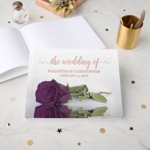Elegant Plum Purple Rose Medium Wedding Foil Guest Book