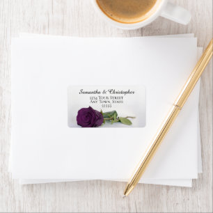 Elegant Plum Purple Rose Wedding Address Label