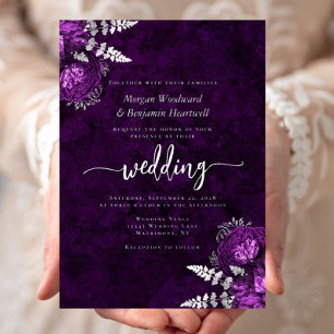 Elegant Plum Purple Silver Floral Wedding