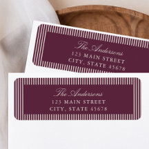 Elegant Plum Stripes Return Address