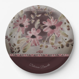 Elegant Plum Watercolour Paper Plate