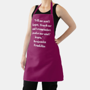 Elegant plum white custom name text phrase quote apron