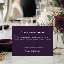 Elegant PlumPurple Floral Line Art Wedding Details