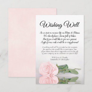 Elegant Plush Pink Rose Wedding Wishing Well Poem Enclosure Card
