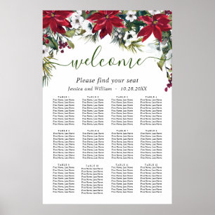 Elegant Poinsettia 12 Tables Wedding SEATING CHART