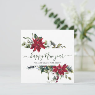 Elegant Poinsettia Christmas Corporate Greeting Holiday Card