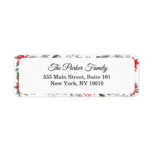 Elegant Poinsettia & Greenery Christmas Address