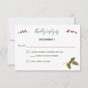 Elégant Poinsettia Noel Mariage RSVP