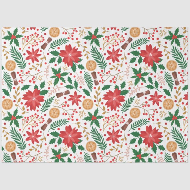 Elegant Poinsettia Winter Floral Botanical Tissue Paper (Front)