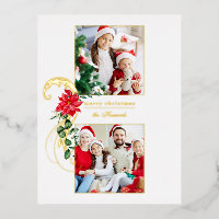Elegant Poinsettias & Gold Scrolls 2-Photo