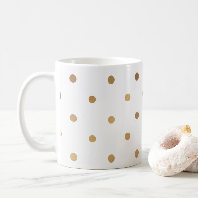 "Elegant Pois d'or" Mug de café (Avec donut)