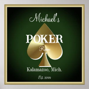 Elégant Poker Jouer Cartes Salle Poster Imprimer