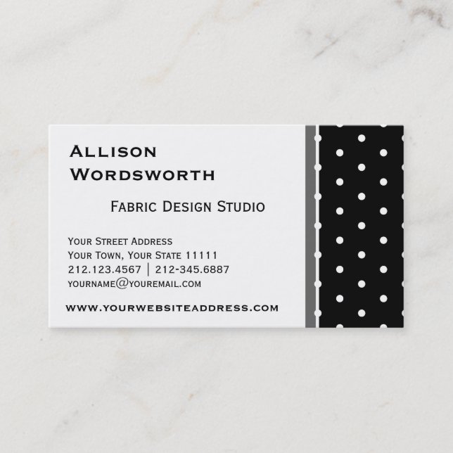 Elegant Polka Dot Designer Fun Polka Dots Business Card (Front)