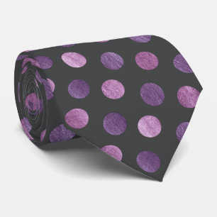 Elegant Polka Dot Lavender & Charcoal Grey Custom Tie