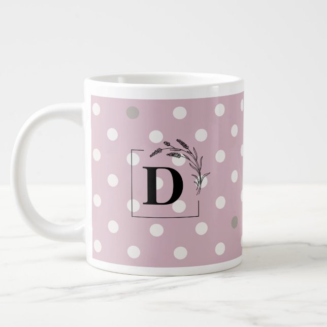 Elegant Polka Dot Monogram Mug – Customizable Gift (Left)