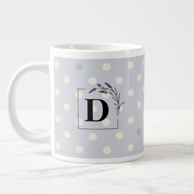 Elegant Polka Dot Monogram Mug – Customizable Gift (Left)