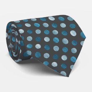 Elegant Polka Dot Personalized Blue Charcoal Grey Tie