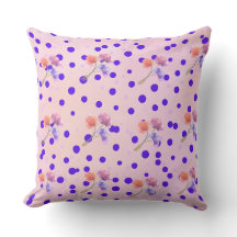 Elegant Polka Dots and Floral Design Throw Pillow
