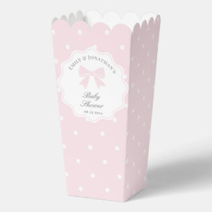Elegant Polka Dots Baby Pink Bow Girl Baby Shower Favor Box