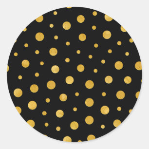 Elegant polka dots - Black Gold Classic Round Sticker