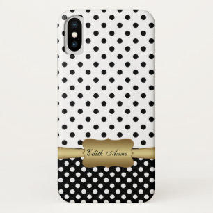 Elegant Polka Dots Gold Custom Monogram  Case-Mate iPhone Case