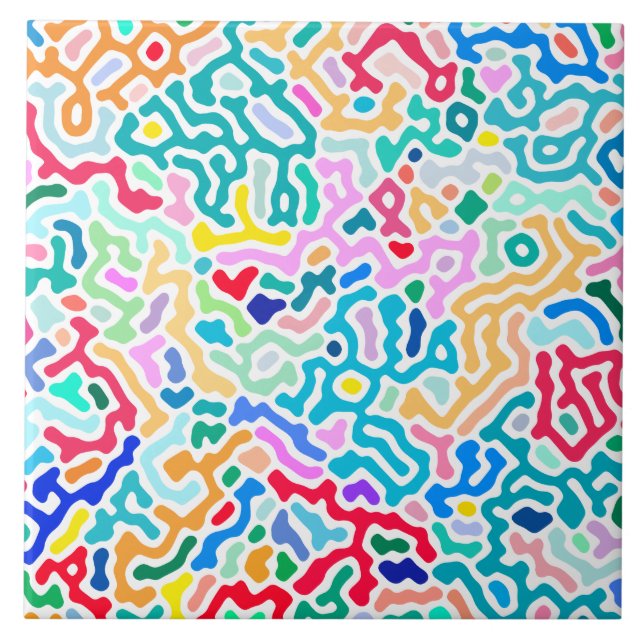 Elegant polka dots - Ocean Blue and White Tile (Front)