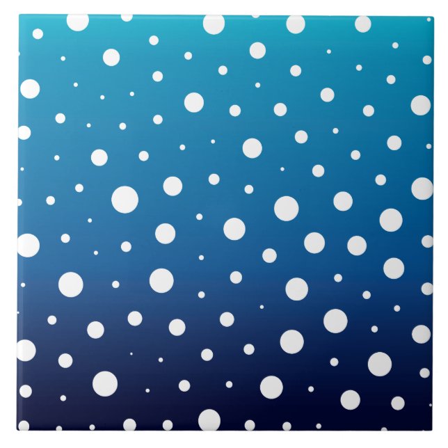 Elegant polka dots - Ocean Blue and White Tile (Front)