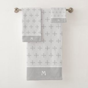 Elegant Polka Dots on Light Silver Grey Bath Towel Set