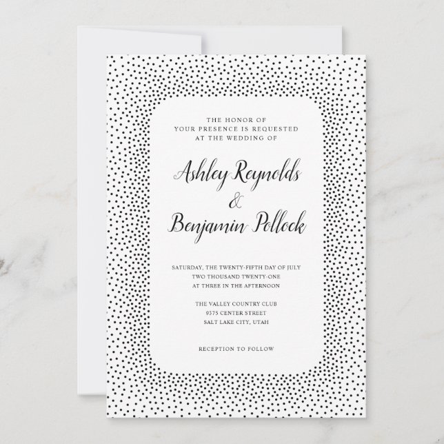 Elegant Polka Dots Wedding Invitation (Front)