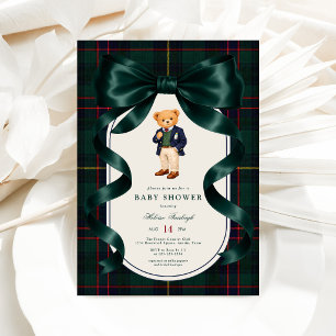 Elegant Polo Teddy Bear Baby Shower Invitation