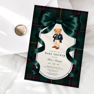 Elegant Polo Teddy Bear Baby Shower Invitation