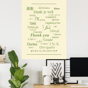 Elegant Polyglot "Thank You" Expression Typography Poster