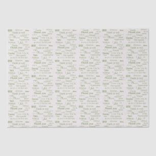 Elegant Polyglot "Thank You" Green on Seashell Tissue Paper