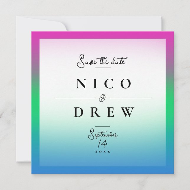 Elegant Polysexual Pride Wedding  Save The Date (Front)