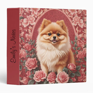Elegant Pomeranian Dog William Morris Inspired  Binder