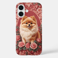 Elegant Pomeranian Dog William Morris Inspired