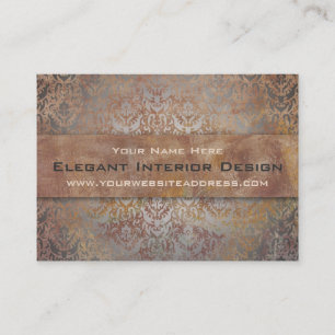 Elegant Pompeii Damask Shimmer Red and Gold Business Card