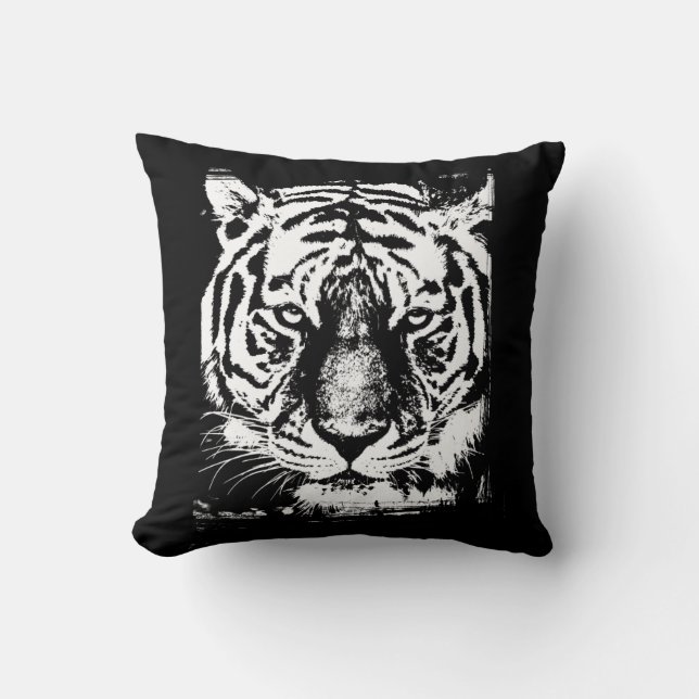 Elegant Pop Art Tiger Head Modern Template Square Throw Pillow (Front)