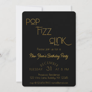 Elegant Pop Fizz Clink Birthday Party Invitation
