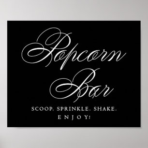 Elegant Popcorn Bar White Script   Treat Table Poster
