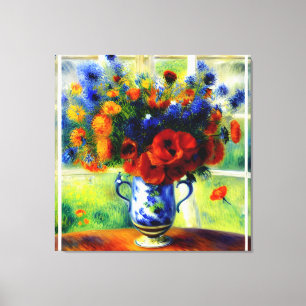 Elegant Poppies Floral Vase by Window Canvas Print