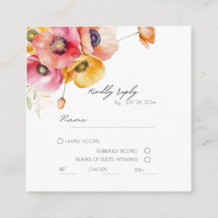 Elegant Poppies Floral  Wedding RSVP Card