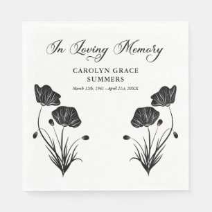 Elegant Poppies In Loving Memory Funeral Napkin