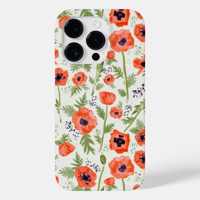 Elegant Poppies Orange Floral Pattern Case-Mate iPhone Case (Back)