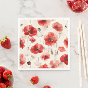 Elegant poppies pattern napkins