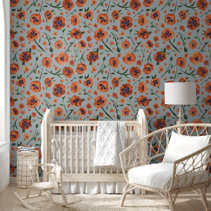 Elegant Poppies Pattern Wallpaper