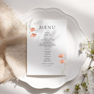 Elegant Poppy Meadow Orange Flowers Wedding Menu