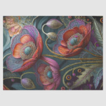 Elegant Poppy Tapestry, Royal Red & Purple, Golds