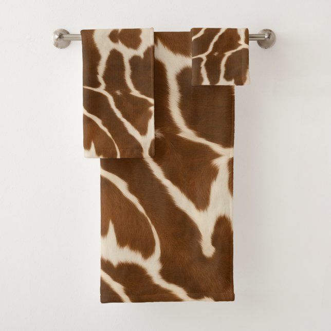 Elegant Popular Cow Faux Leather Collection Bath Towel Set (Insitu)